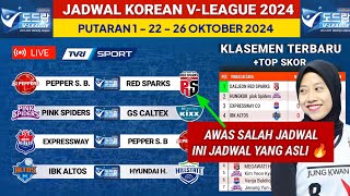 Jadwal Liga Voli Korea 2024 Ai Peppers Savings vs Red Sparks  Klasemen Terbaru amp TopSkor Megawati [upl. by Annaiviv]