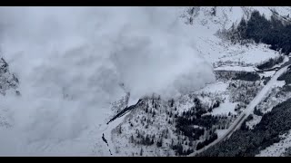 Controlled avalanche Feb 7 2023 above BC Hwy 37A [upl. by Kordula]