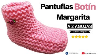 🌈 Pantuflas Botín Zapato a Dos Agujas con Lana Doble para Niña 👍 Aprendiendo a Tejer [upl. by Peppy]