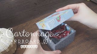 DIY simple cartonnage box using recycle cardboard and favorite cloth  craft ideas  カルトナージュ [upl. by Carrol]