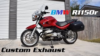 BMW R1150r Roadster Custom Exhaust  No Muffler and Gutted Catalytic Converter  Build amp Sound [upl. by Elata9]