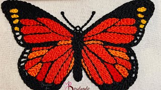 Como bordar mariposa monarca con aguja mágica punch Needle Embroidery Butterfly [upl. by Far]