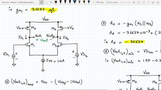 Analog VLSI Design Lecture 341 Numerical on Differential amplifier with MOSFET loads Part 2 [upl. by Narmi352]