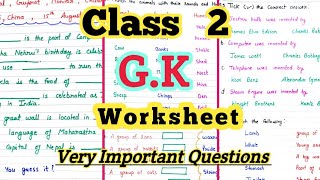 Class 2 Gk  Class 2 Gk Question Answer  Class 2 Gk Worksheet General Knowledge Questions Class 2 [upl. by Eugenia133]