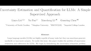 Uncertainty Estimation and Quantification for LLMs A Simple Supervised Approach [upl. by Anson269]