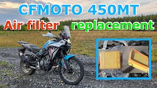 🏍 CFMOTO 450MT 👌 air filter replacement 🔧 [upl. by Blackmore754]