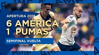 América 6 vs 1 Pumas  Semifinal Vuelta  Apertura 2018 [upl. by Kendricks]