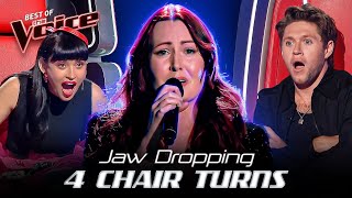 Stunning 4CHAIR TURNS making the Coaches’ JAWS DROP in the Blind Auditions of The Voice  Top 10 [upl. by Zaob]