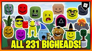 How to get ALL 231 BADGES  BIG HEADS in FIND THE BIG HEADS  Roblox [upl. by Gennie]