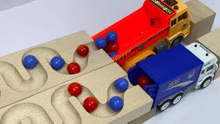 Marble Run ASMR Race ☆ HABA Slope amp Dump Truck Excavator Ambulance Forklift Garbage Truck Tractors [upl. by Aynam]