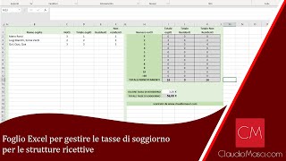 Foglio Excel per gestire le tasse di soggiorno per le strutture ricettive [upl. by Natloz]