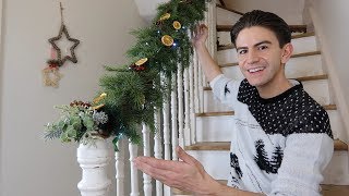 HOW TO MAKE A CHRISTMAS GARLAND FOR STAIRCASE  CHRISTMAS GARLAND UK DIY [upl. by Yedrahs944]