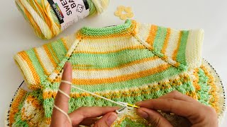 BİM in İPİ İLE 1 TUMAKTAN 2 YAŞ YAKADAN BAŞLAMA BEBEK YELEĞİ ANLATIMI🌼babyknitting bebekorguleri [upl. by Eckart]