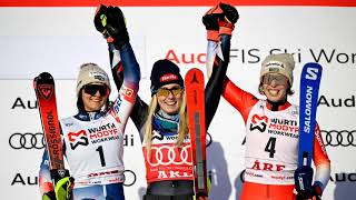 Mikaela Shiffrin Celebrates On The Podium [upl. by Andriette322]