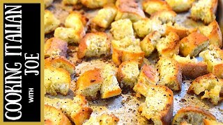 Homemade Garlic Croutons  Cooking Italian with Joe [upl. by Winfrid]