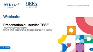 Tout savoir sur le Titre emploi service entreprise Tese  Urssaf I Webinaire URPS [upl. by Lacsap]