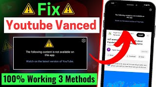 Youtube vanced not working  How To Fix Youtube Vanced not Working Problem  Youtube no working [upl. by Ylicic]