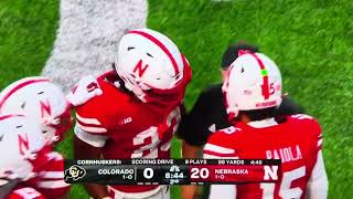 Dante Dowdell Touchdown Dylan Raiola pass to Jaylen Lloyd Nebraska Husker Football Colorado 9724 [upl. by Aracahs]