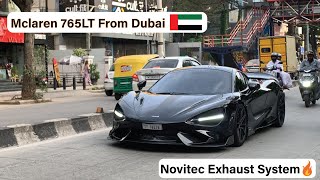 Mclaren 765LT From Dubai🇦🇪 in India🇮🇳 Bangalore 🔥🖤 mclaren suprcars 765lt dubai india [upl. by Matejka]