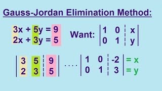 Algebra  Solving Linear Equations by using the GaussJordan Elimination Method 22 [upl. by Kile]