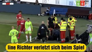 bundesliga VfL Wolfsburg gegen 1fc Köln linienrichter verletzt  linienrichter Wolfsburg Köln [upl. by Semyaj]