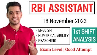 RBI ASSISTANT 18 Nov  1st shift Exam analysis  Good Attempt  Cut off  Vikas Jangid [upl. by Donohue923]