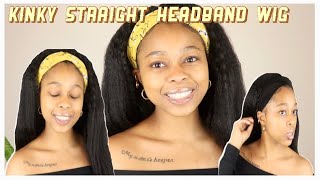 HUMAN HAIR KINKY STRAIGHT HEADBAND WIG  AMAZON WIG REVIEW  FORMAL HAIR  BEGINNER FRIENDLY [upl. by Melantha]