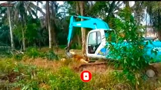 Kobelco sk2006 Chipping pokok sawit sistem belah [upl. by Emorej729]