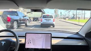 Driving to Huntington Beach with Tesla FSD [upl. by Yniattirb]