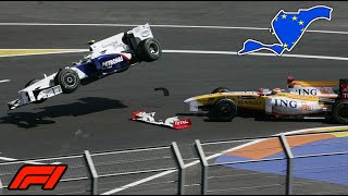 Gran Premio de Europa 2008  2012  Valencia  Accidentes y fallos onboards   Formula 1 [upl. by Nipha950]