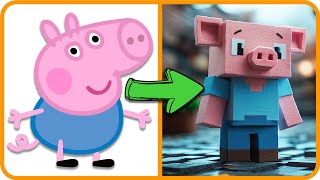 PEPPA PIG Characters as Minecraft  All Characters  Peppa Pig George Pig [upl. by Alamat]