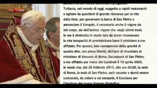 La Rinuncia di Benedetto XVI  Sky Tg24 [upl. by Iram361]