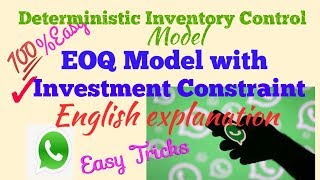 EOQ Model with Investment Constraint in EnglishMulti item Inventory Control Model with Limitations [upl. by Miguela]