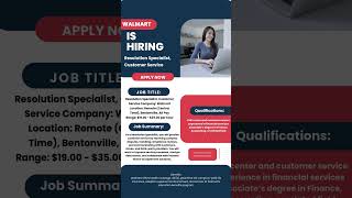 Walmart Work From Home Job Remote Resolution Specialist Job – Walmart is Hiring Now remotejobs [upl. by Casie]