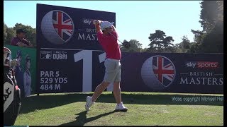 Sam Horsfield golf swing  Driver faceon view Sky Sports British Masters October 2018 [upl. by Tabitha990]