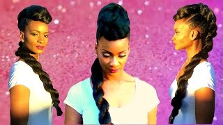 How to Runway Hair Twisted MohawkFaux hawk wt Jumbo Twist Braiding Hair [upl. by Enrobyalc]