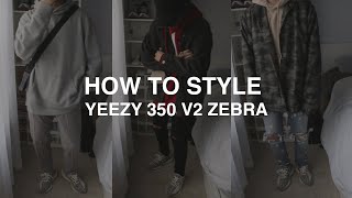 HOW TO STYLE Yeezy 350 V2 Zebras  Yeezy 350 V2 Zebra outfit Ideas [upl. by Aiykan]