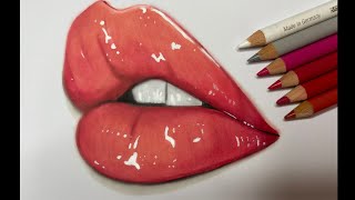 How to Draw Realistic Glossy Lips with Colored Pencils [upl. by Woodrow]