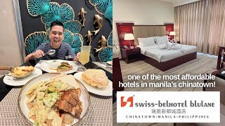 SWISS BELHOTEL BLULANE in Manila Chinatown Review Room Tour Food and More [upl. by Nosnhoj]