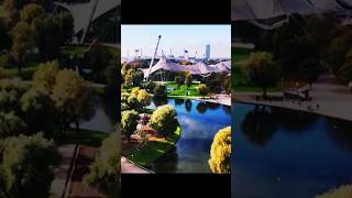 Olympiapark München  Events Concerts Sport Attraktionen Now Just Park in Autumn shorts drone [upl. by Papst]