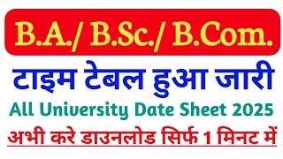 BA BSc BCom Time Table 2024 25  BA 1st Semester Time Table 2024 25 [upl. by Drofxer272]