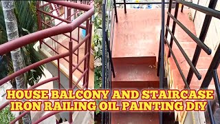 Home Balcony And Staircase Railing Oil Painting ll DIY ll Roller Painting ll Iron Railing [upl. by Rugen]