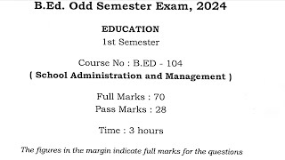 Bed First Semester Bed 104 2023 questions paper discussion rubelsiracademy Bedfirstsemester [upl. by Gemoets]