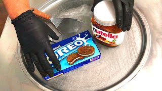 Nutella amp Oreo Ice Cream Rolls  how to make delicious Nutella and Oreo Cookies ice cream  ASMR [upl. by Iadrahc]