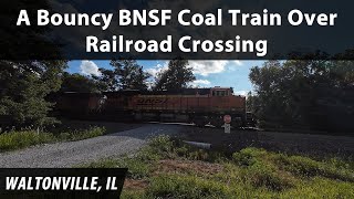 4K Bouncy BNSF Coal Train at Rural Railroad Crossing in Waltonville IL on 7524 [upl. by Dranik]