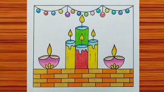 Diwali Drawing  Diwali Drawing Easy  Diwali Poster  Happy Diwali Drawing  Diwali 2024 Drawing [upl. by Sephira895]