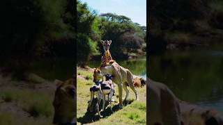 A Lioness Shows Kindness to a Strange Creature Leaving the Giraffe in Shock wildwonders [upl. by Alorac]