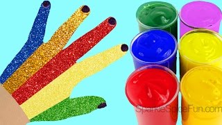 Finger family nursery rhymes with glitter fingerpaint [upl. by Dlorej975]