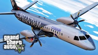 GTA V E30  Saab 2000 Crashes In The Ocean  Civil Aircraft Pack Showcase [upl. by Scholz]