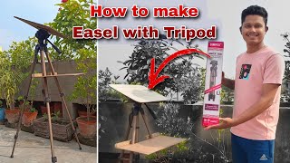 How to make Easel with Tripod  Best easel for painting [upl. by Medrek]